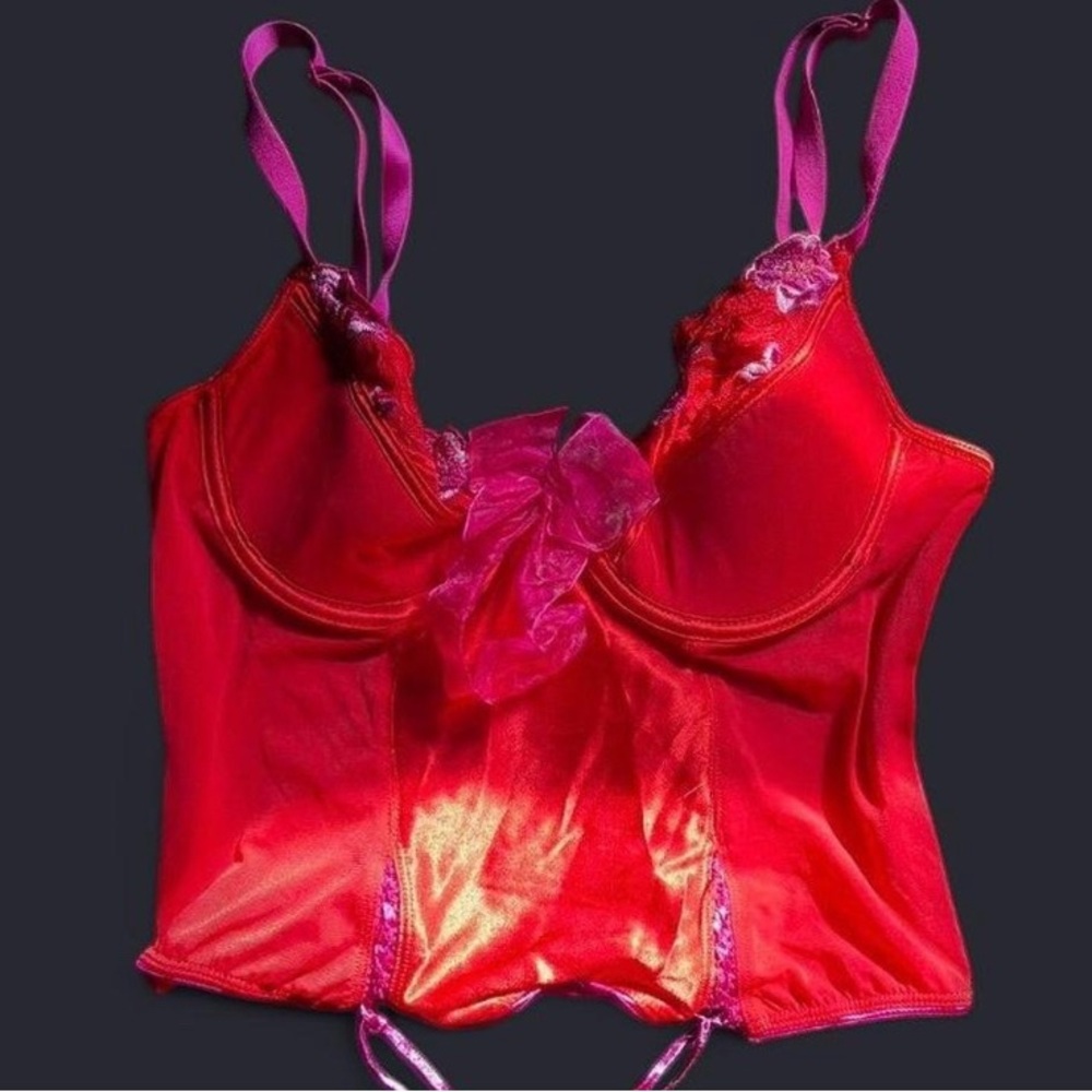 Elegant Red and Pink Women's Lingerie Top